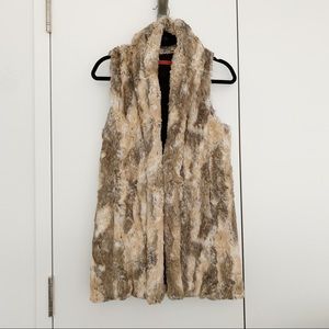Alice and Olivia long faux fur vest in Natural